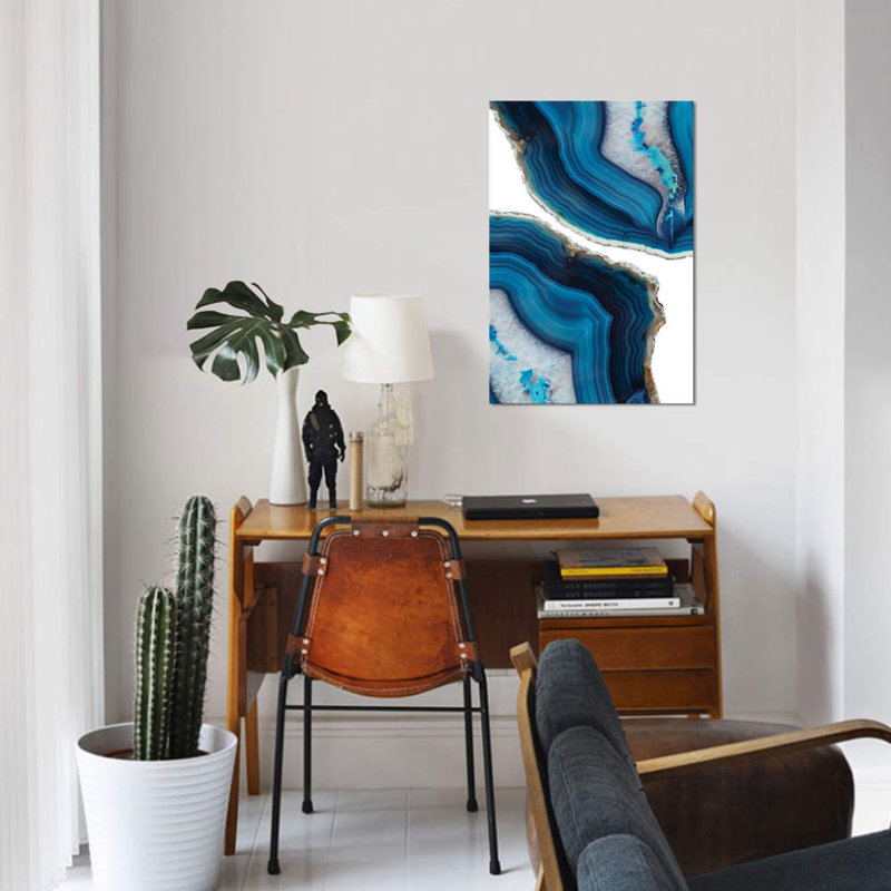 « blue agate », impression sur toile, H 18 po x l 12 po x P 1,5 po, Pas de tapis, Toile tendue