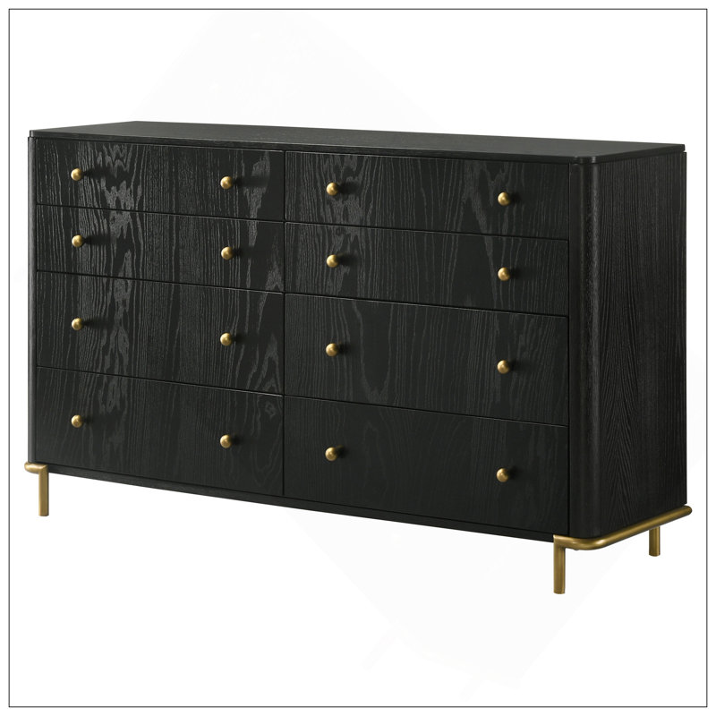 Commode rectangulaire à 8 tiroirs Stevie, Noir