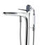 Robinet de baignoire autoportant à fixation au sol avec douche à main Pluto - Nickel brossé-95302652-95426498