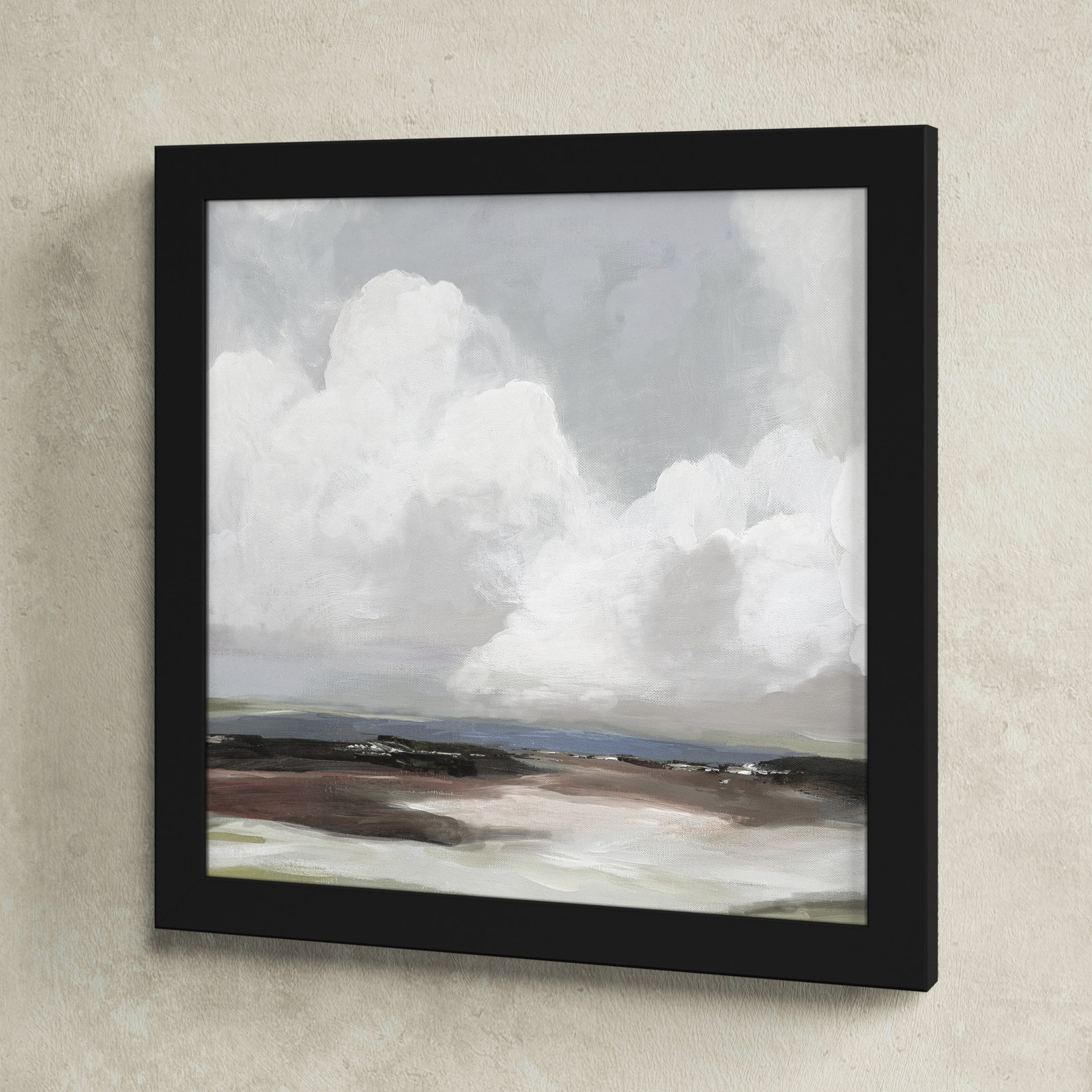Avron "Morning Air" Painting, 18" H x 18" W x 1.12" D, Black Framed