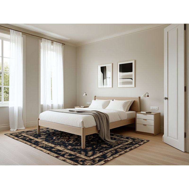 Tapis noir français lavable à la machine, Rectangle 5 pi x 7 pi