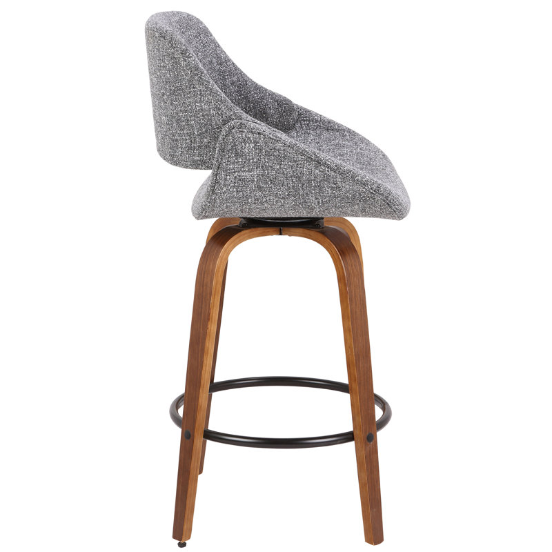 Tabouret de comptoir Fabrico Mid-Century en tissu noyer et gris par Lumisource, Gris