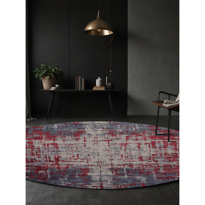 Tapis brun soyeux et moelleux, Rond 4 pi