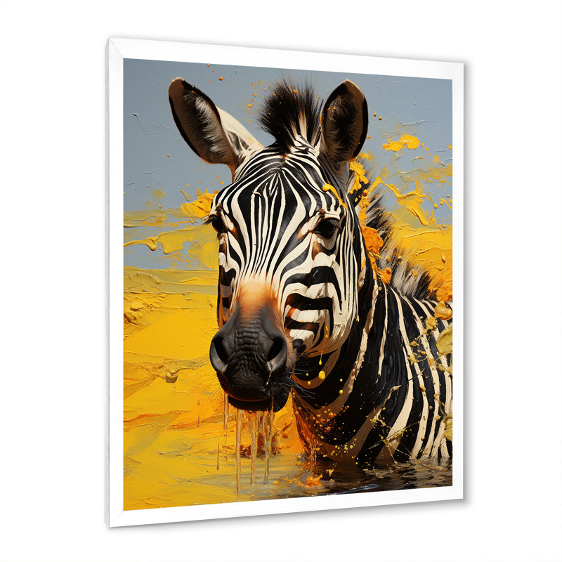 Gouttes de zèbre citron animal - imprimé, H 32 po x l 24 po x P 1 po, Toile blanche à cadre unique