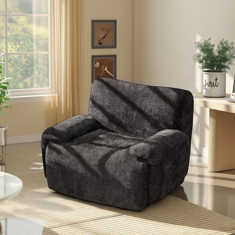42" Modern Upholstered Oversized Compression Accent Chair, Black