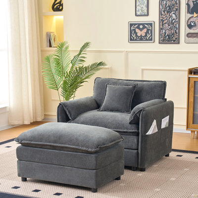 Oversized 57.48" Recliner Chair With Movable Ottoman