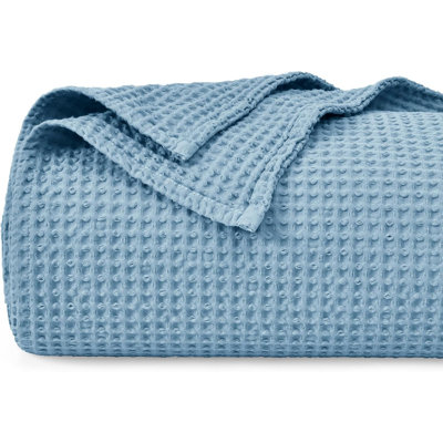 PHF 100% Cotton Waffle Weave Blanket for Bed,Snag Proof Lightweight Breathable Moisture-Wicking Throw for Couch,Great for Layering in Cold Weather,Machine Washable,Home Decor Gift