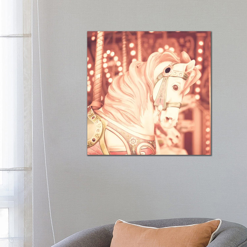 Blush Carousel Horse by Caroline Mint - Print on Canvas, Wrapped Canvas, 66.04 cm H x 66.04 cm W x 1.91 cm D
