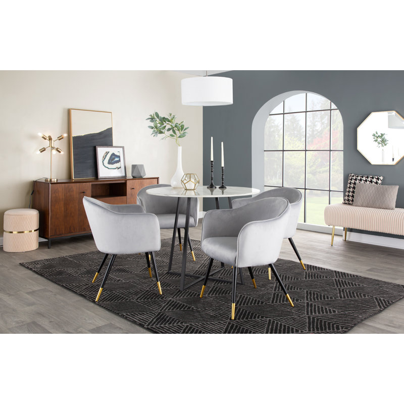 Whitacre Round Faux Marble Dining Table, Black