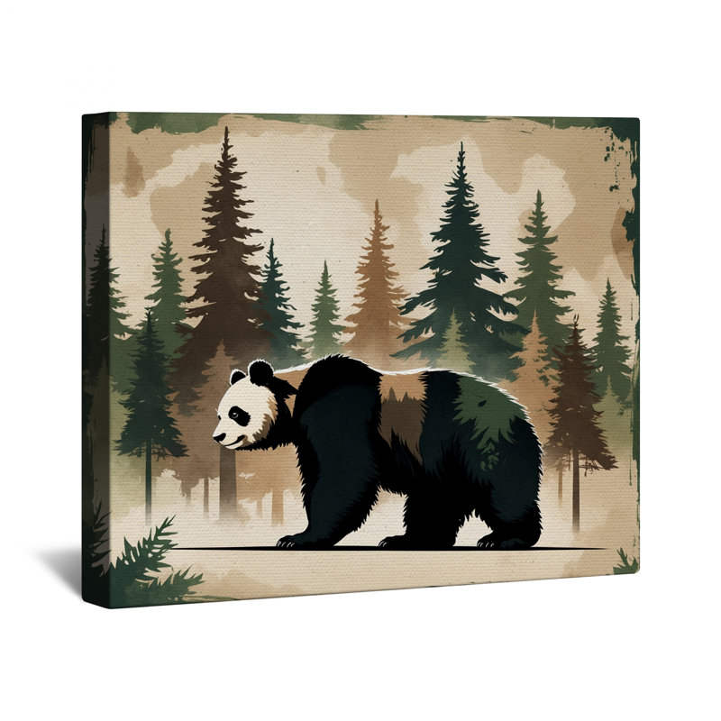 Panda Forest Illustration sur toile tendue en plusieurs tailles, 16 po x 20 po