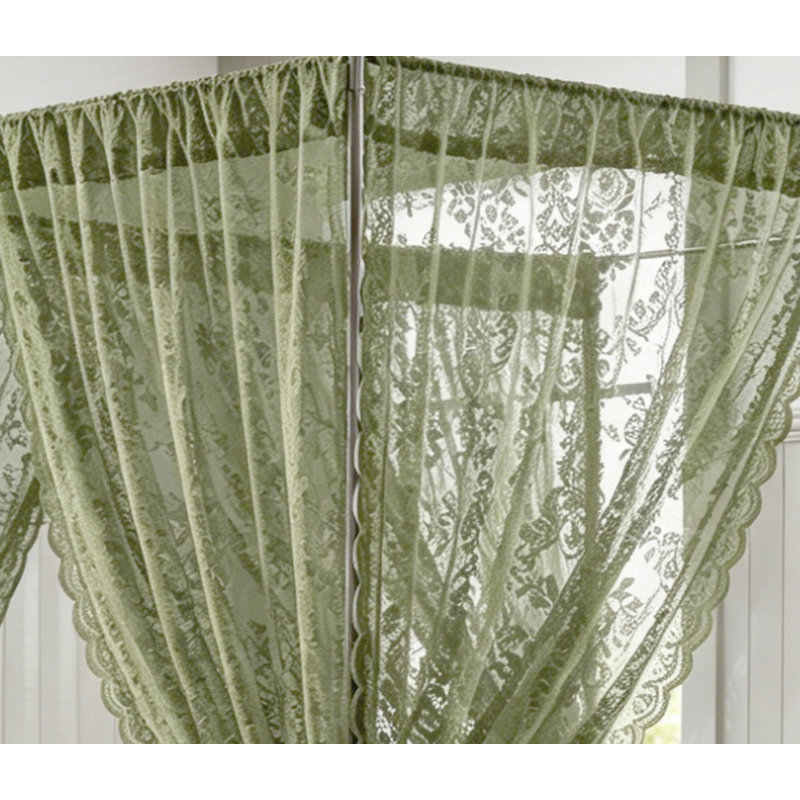 Ensemble de rideaux de lit à baldaquin en dentelle 8 pièces avec attaches pour grand ou très grand lit, Sauge