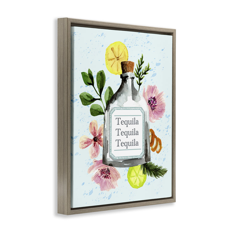  Art floral sur toile Floater, Cadre flottant orme Montalcino, H 21 po x l 17 po