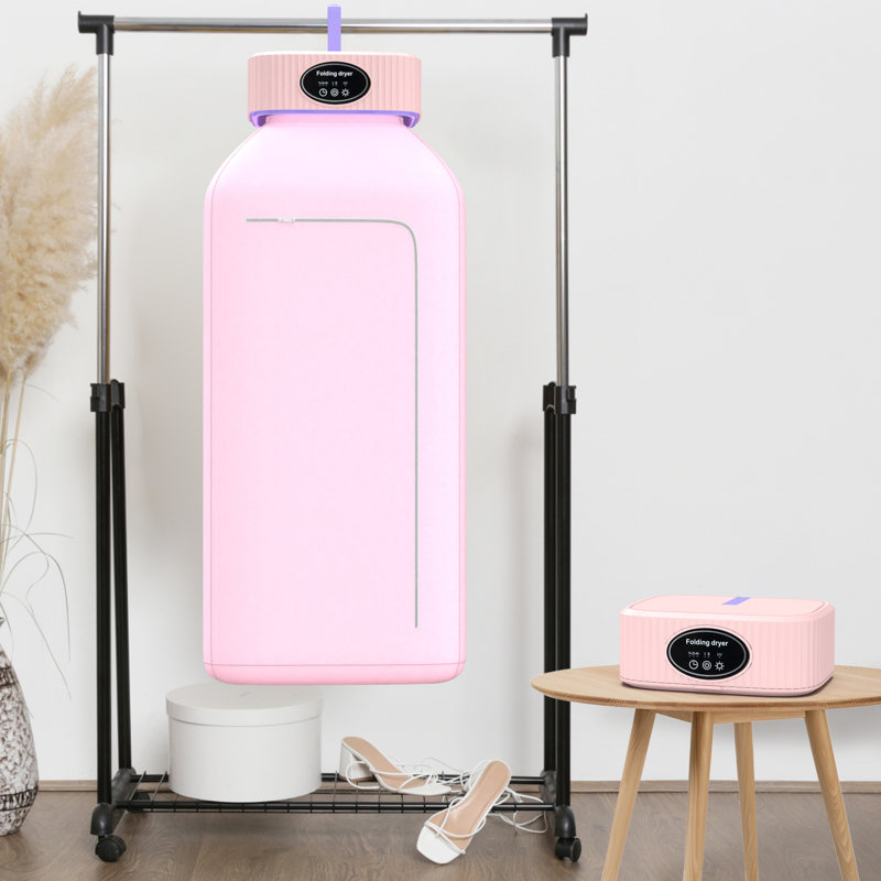 Portable Clothes Dryer, Mini Drying Machine With Timer, Pink