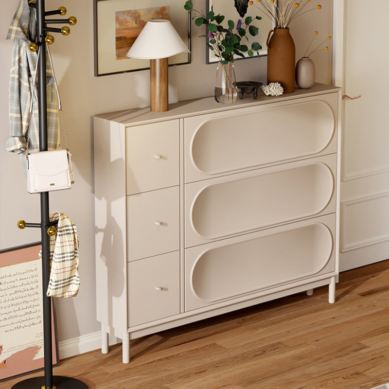 Modern Beige Solid Manufactured Wood Accent Cabinet, 47.24" H x 47.24" W x 9.45" D
