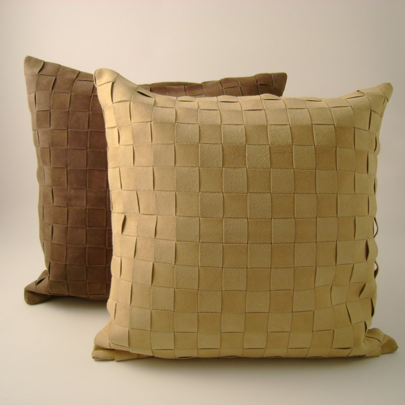 Irwin Suede Lattice Weave Square Cushion with Feather Filling