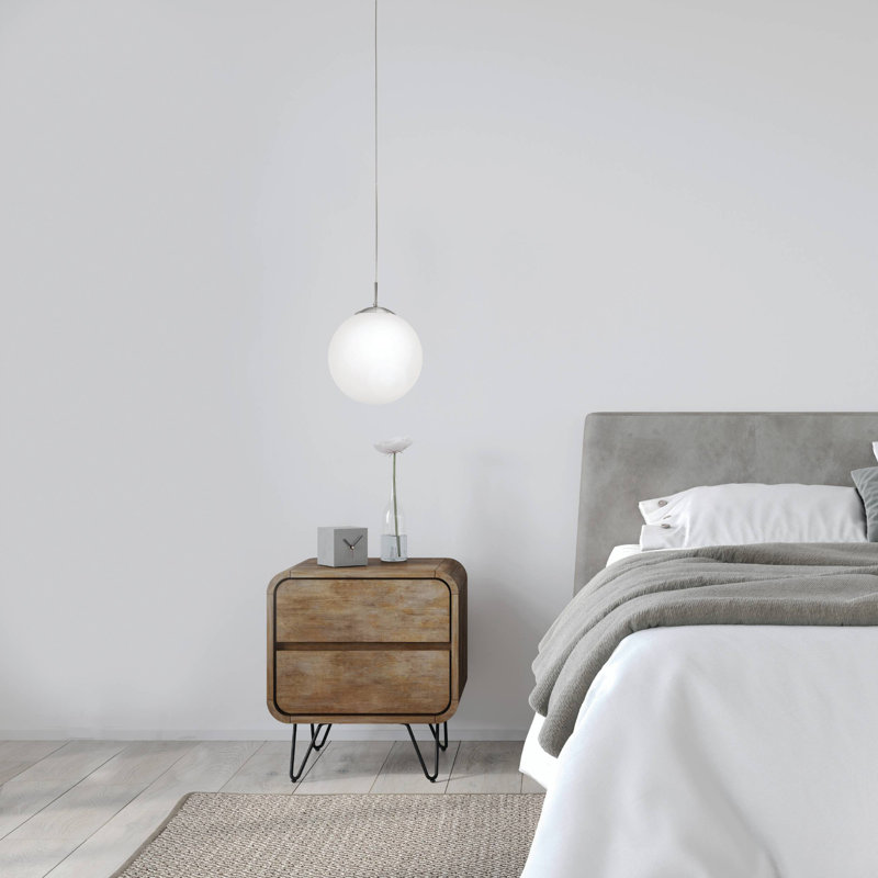 Carnahan 1 - Light Satin Nickel Sphere Pendant, 25cm