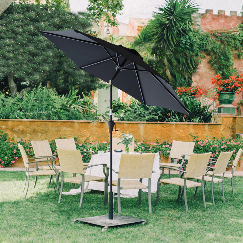 Parasol de table d'extérieur 7,5 pi Chittenden, Noir, 7,5 pi