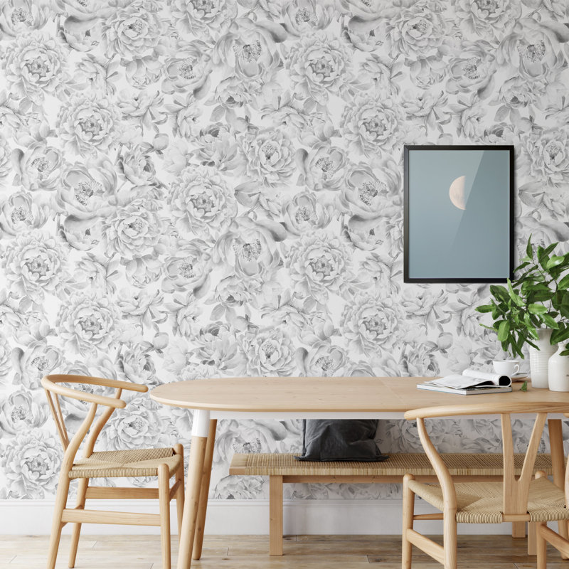 Black And White Peony Wallpaper