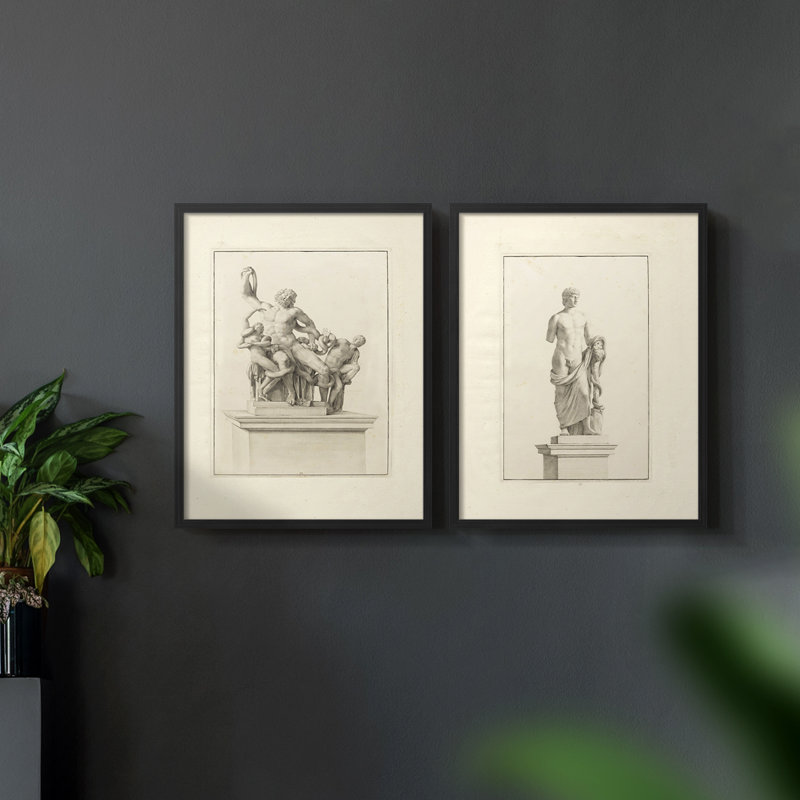 "Croquis rétro III", 2 pièces, Noir, H 14 po x l 22 po