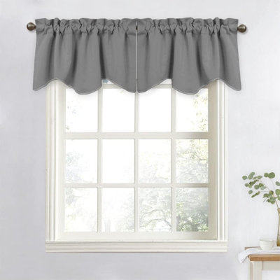 Cantonnière thermique obscurcissante - court rideau 52 po x 18 po pour cantonnière festonnée pour salon, chambre d'enfant, dortoir, chambre de bébé, cuisine, fenêtre à arc (panneau simple)
