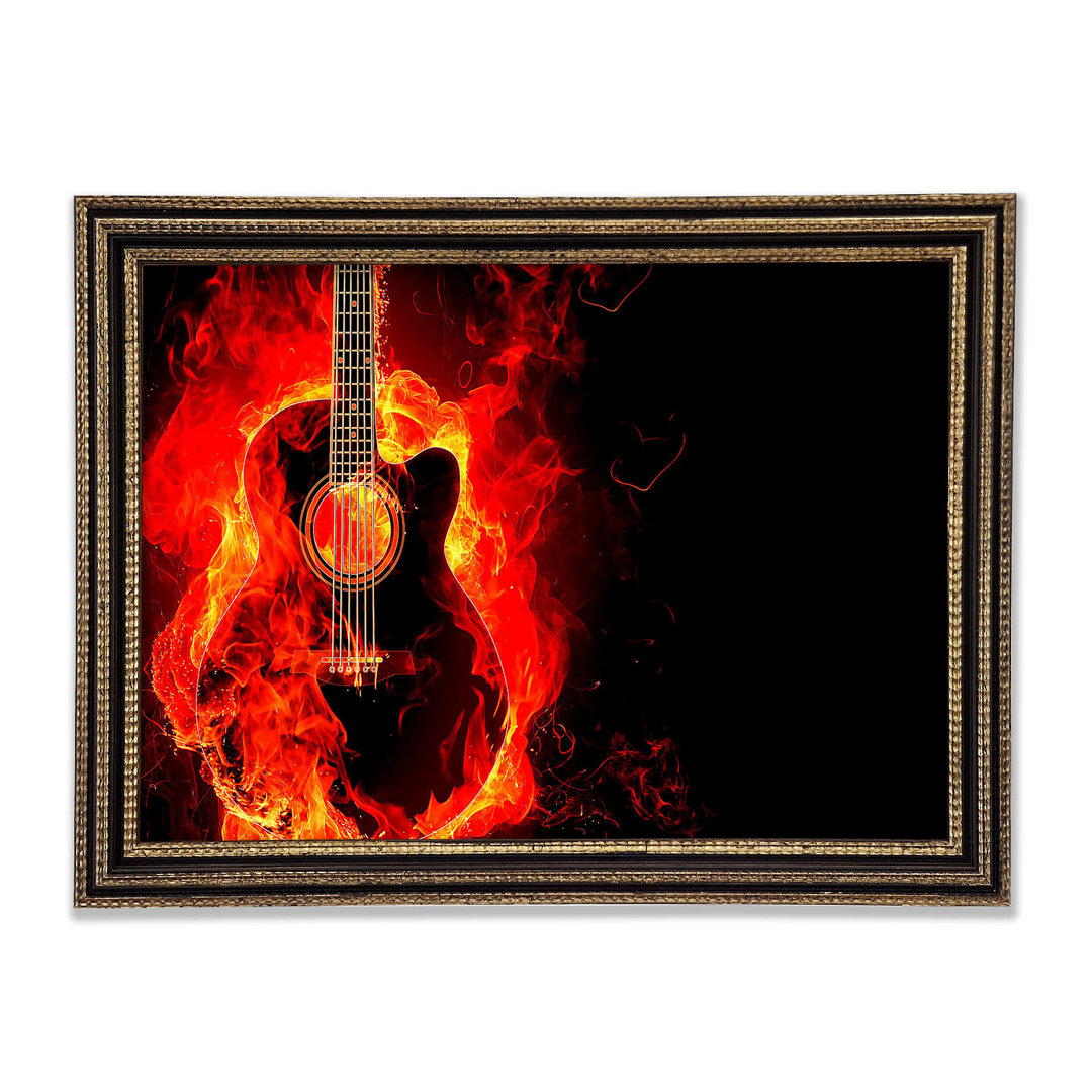 Gitarre Flamme Gerahmter Druck