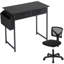 Ensemble de bureau et de chaise: bureau d'ordinateur de 32 pouces et chaise en filet noir à hauteur réglable-7043306