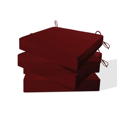 Water-Resistant Dark  Wine Red Outdoor Seat Cushions, 3'' Thick, Set of 4