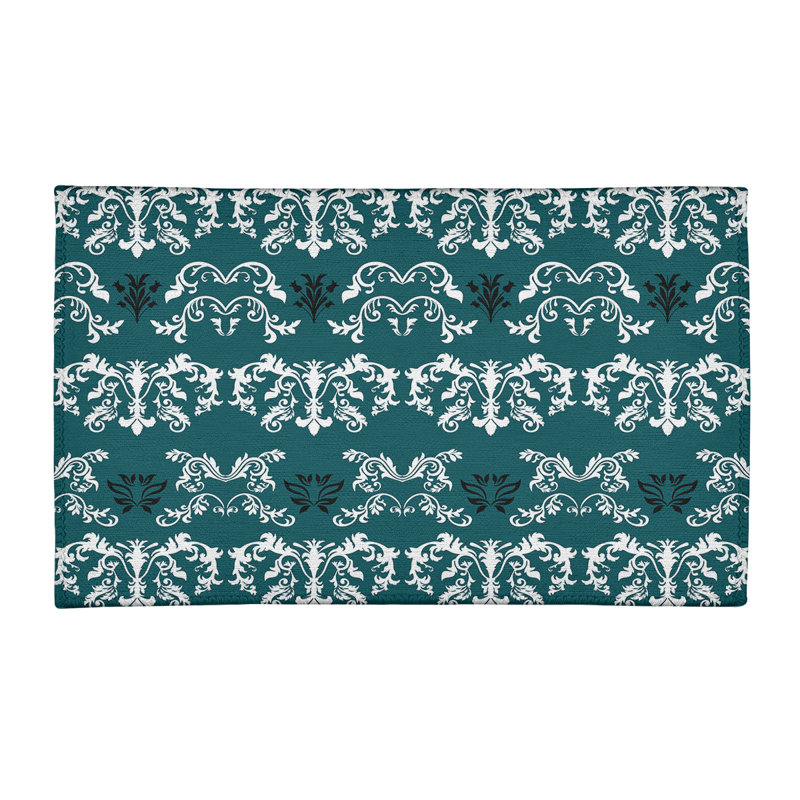 Tapis vert / blanc Damask, Rectangle 3 pi x 5 pi