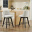 Chaises de comptoir pivotantes, tissu de lin moderne avec dossier capitonné, tabourets de bar élégants, ensemble de 2 pour bar, îlot de cuisine, salle à manger, blanc-39322802