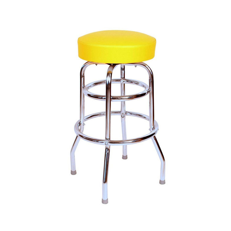 Retro Home Double Ring Swivel 30" Bar Stool, Yellow