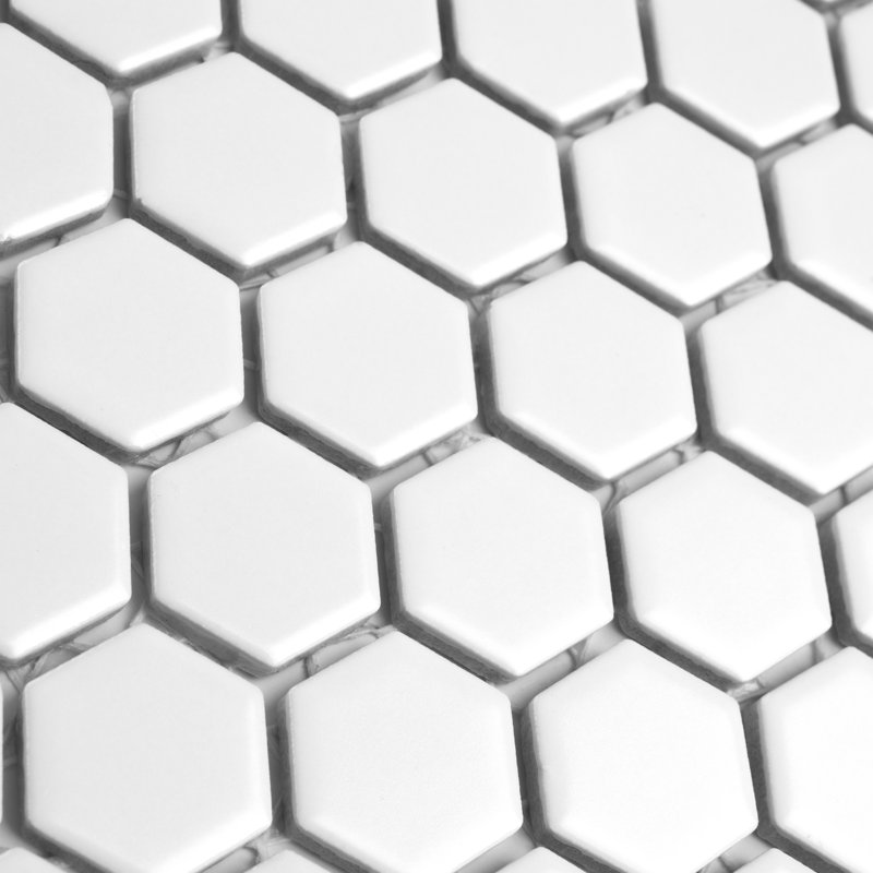 Metro 1" Hex Matte White 10-1/4" x 11-7/8" Porcelain Mosaic Tile
