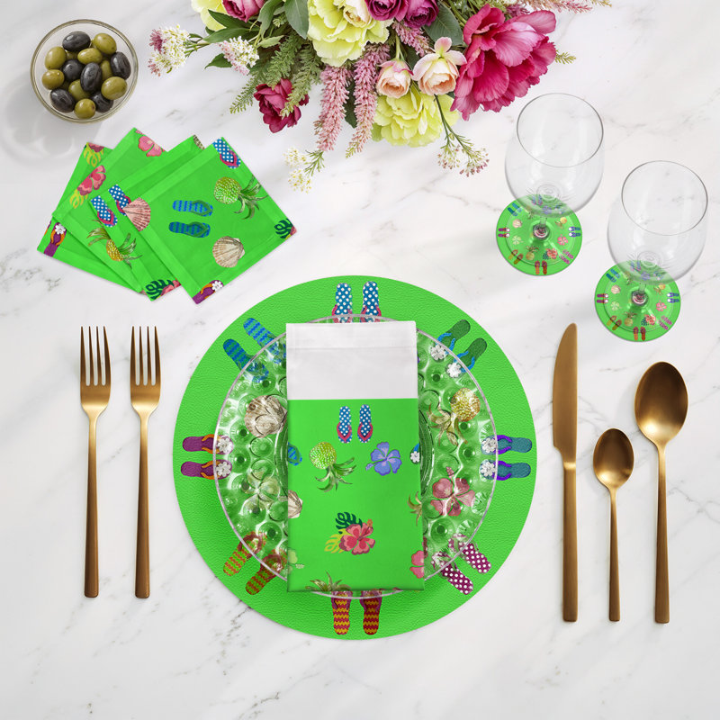 Cotton Blend Square Napkins, Bright Green