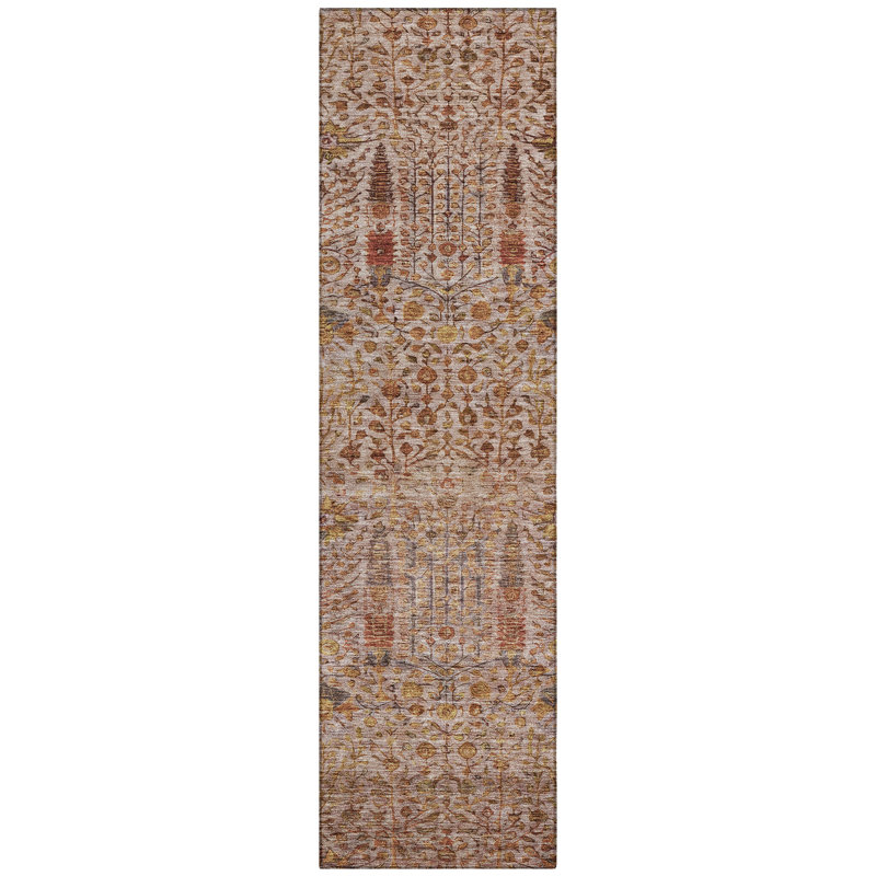 Machine Washable Indoor/Outdoor Xhevrie Terracotta Rug, Runner 2'3" x 7'6"