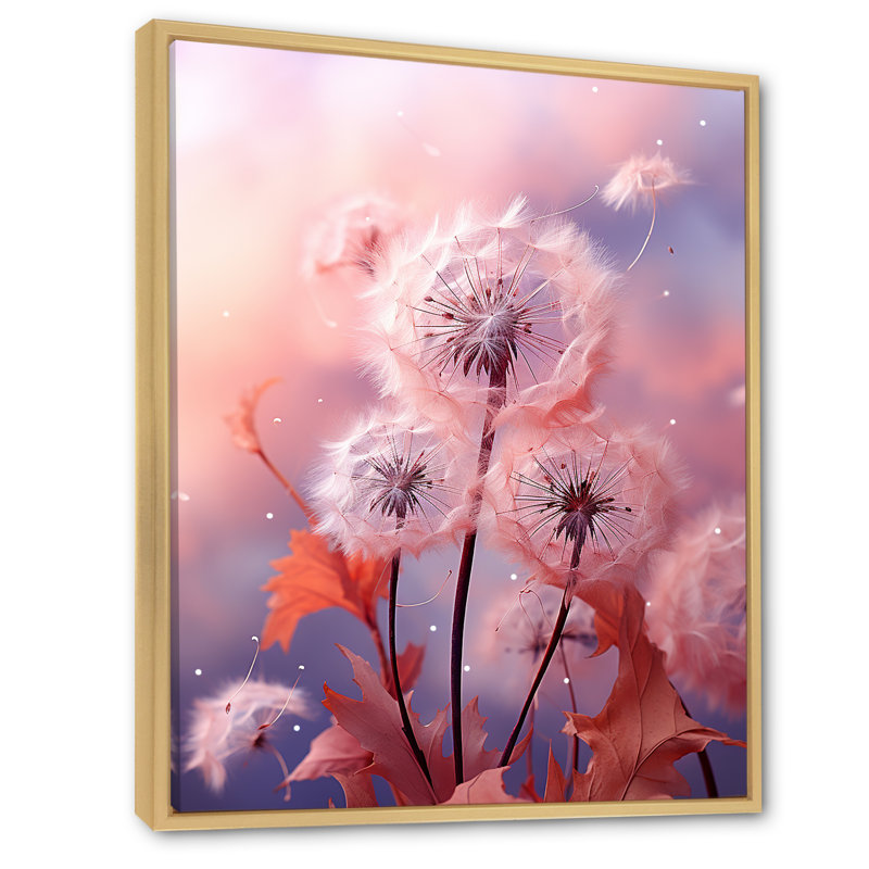 «Delicate Calm Dandelion Serenity V - Autre plante et fleurs», art mural, Cadre flottant brun, H 20 po x l 12 po