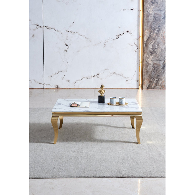 Table basse Burdell Ct323gm, Argent argent, Blanc / Blanc