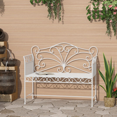 Banc d'extérieur robuste, blanc crème, adapté à divers espaces