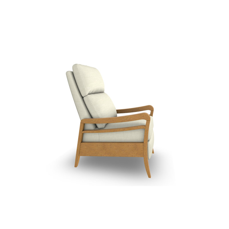 Modern High Leg Recliner, Honey Birch, Pearl