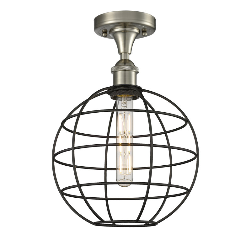 Ariyauna Semi Flush Mount, 14" H x 10" W x 10" D, Satin Nickel