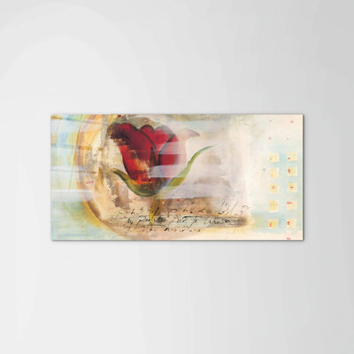 Abstract Red Rose by Art Studio 50cm H x 100cm W High Quality Print on Frameless Panel, Lightweight, Ready to Hang