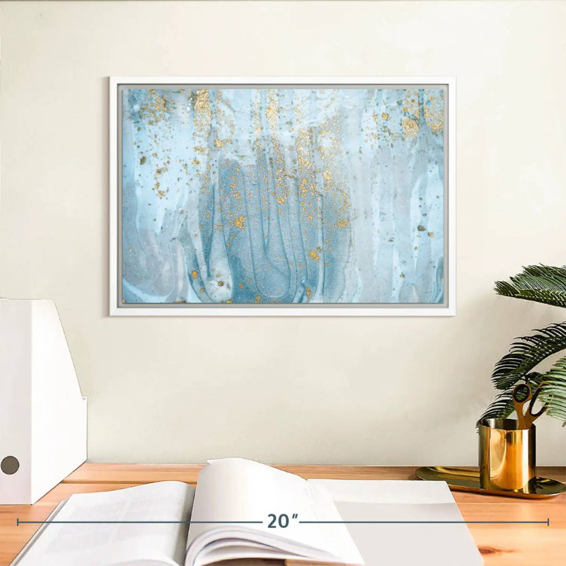 Giard bleu clair, Cadre flottant blanc, 13 po x 9 po