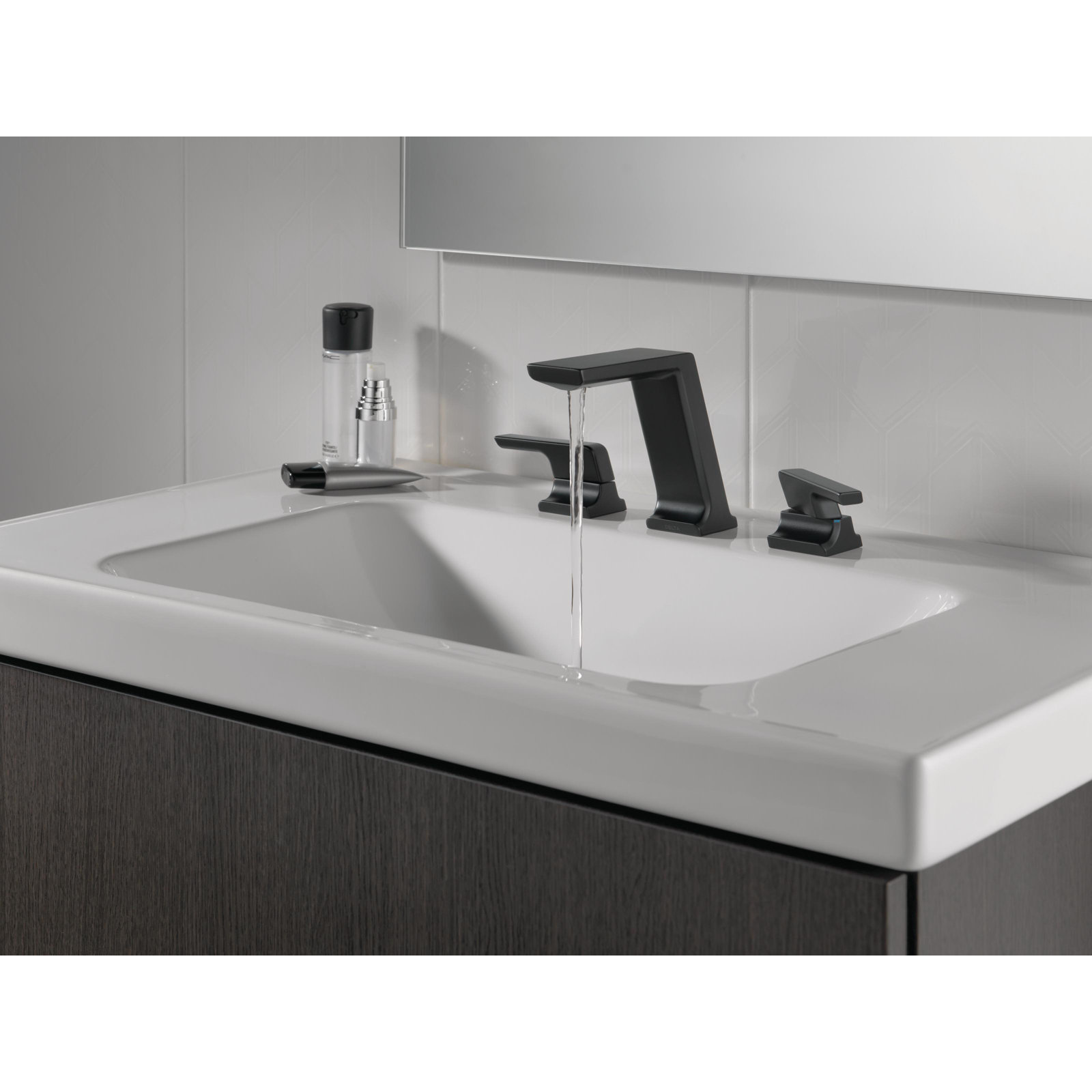 Pivotal Widespread Bathroom Faucet with Drain Assembly, Matte Black
