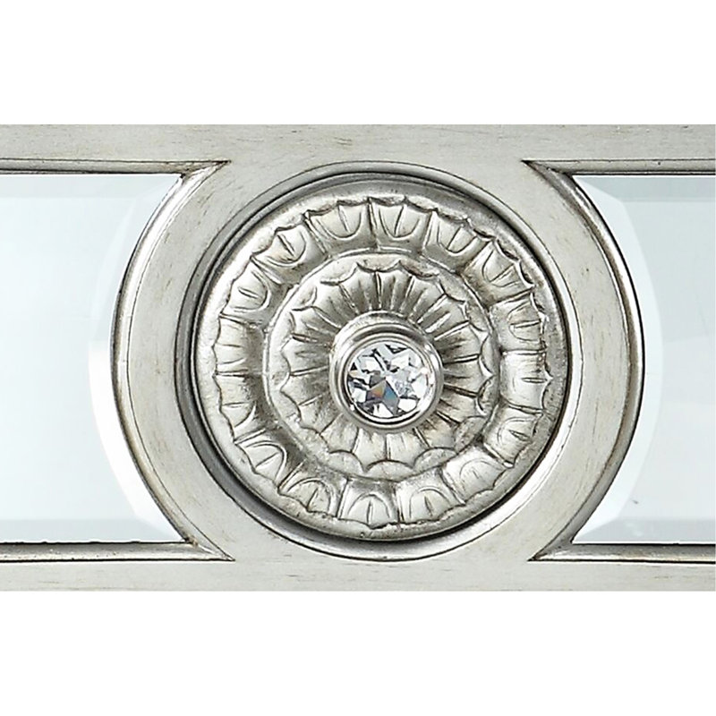 Table de chevet à miroir en couleur argent - garniture géométrique surélevée, glissement lisse