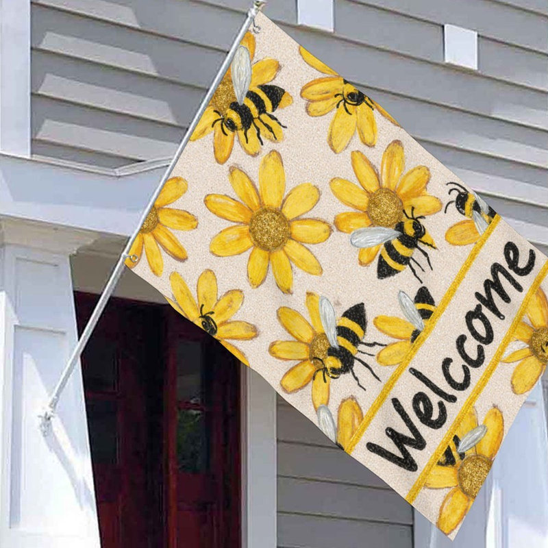 Drapeau abeille et tournesol, pour intérieur et extérieur, 35 x 24