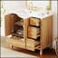 Meuble-lavabo de 36 po en bois massif avec portes à fermeture douce, tiroirs et tablette réglable pour un rangement moderne