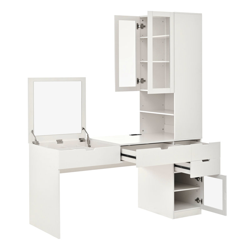 Bureau de maquillage avec miroir et station de charge