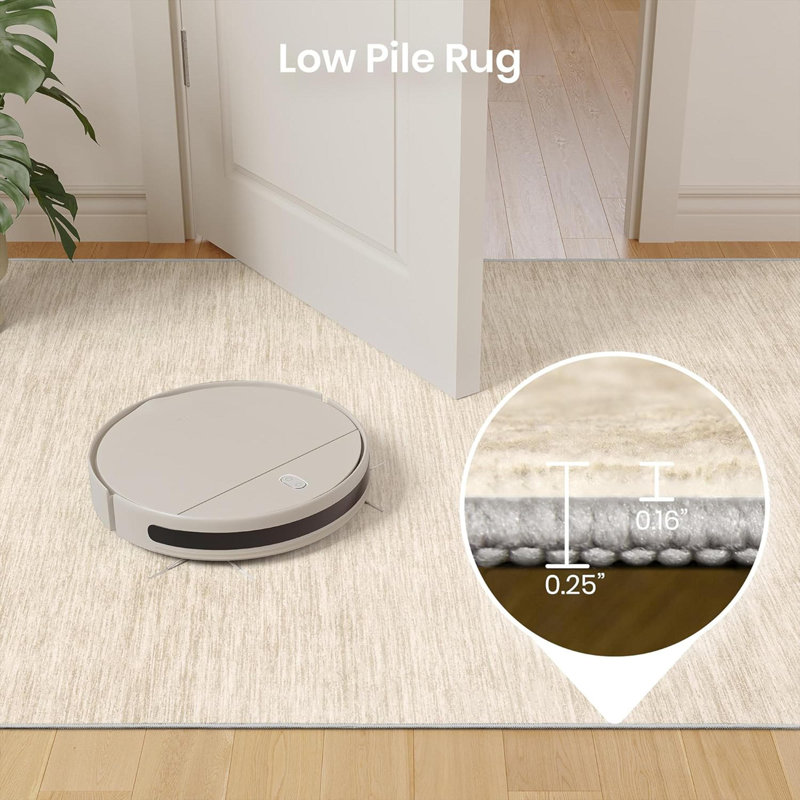Washable 6'X9' Beige Area Rug - Non-Slip Stain Resistant Rug For Living Room Bedroom, Foldable Machine Washable Rug, Beige