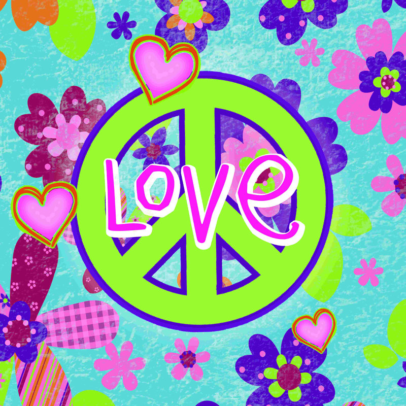 «Hippie Love Child», impression sur toile tendue, L 12 po x H 12 po