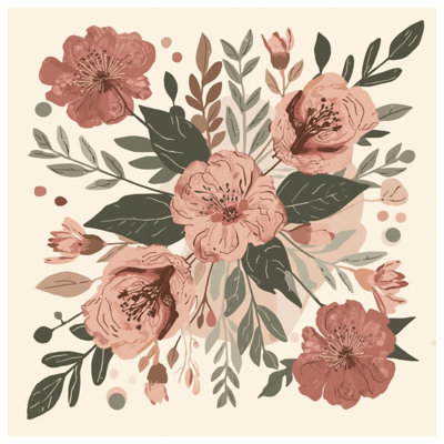 Housses de couette roses à motif floral