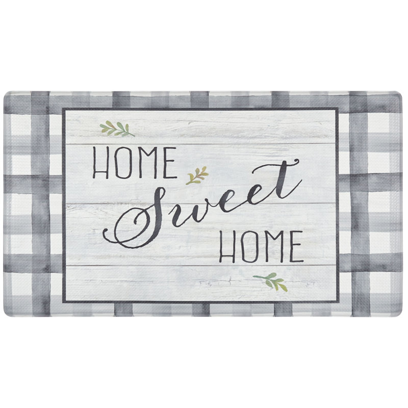 Gingham Water Resistant Anti-Fatigue Non-Skid Kitchen Mat, Rectangle 1'5.5" x 2'6"