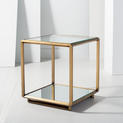 Flodie Mirrored Glass Top End Table